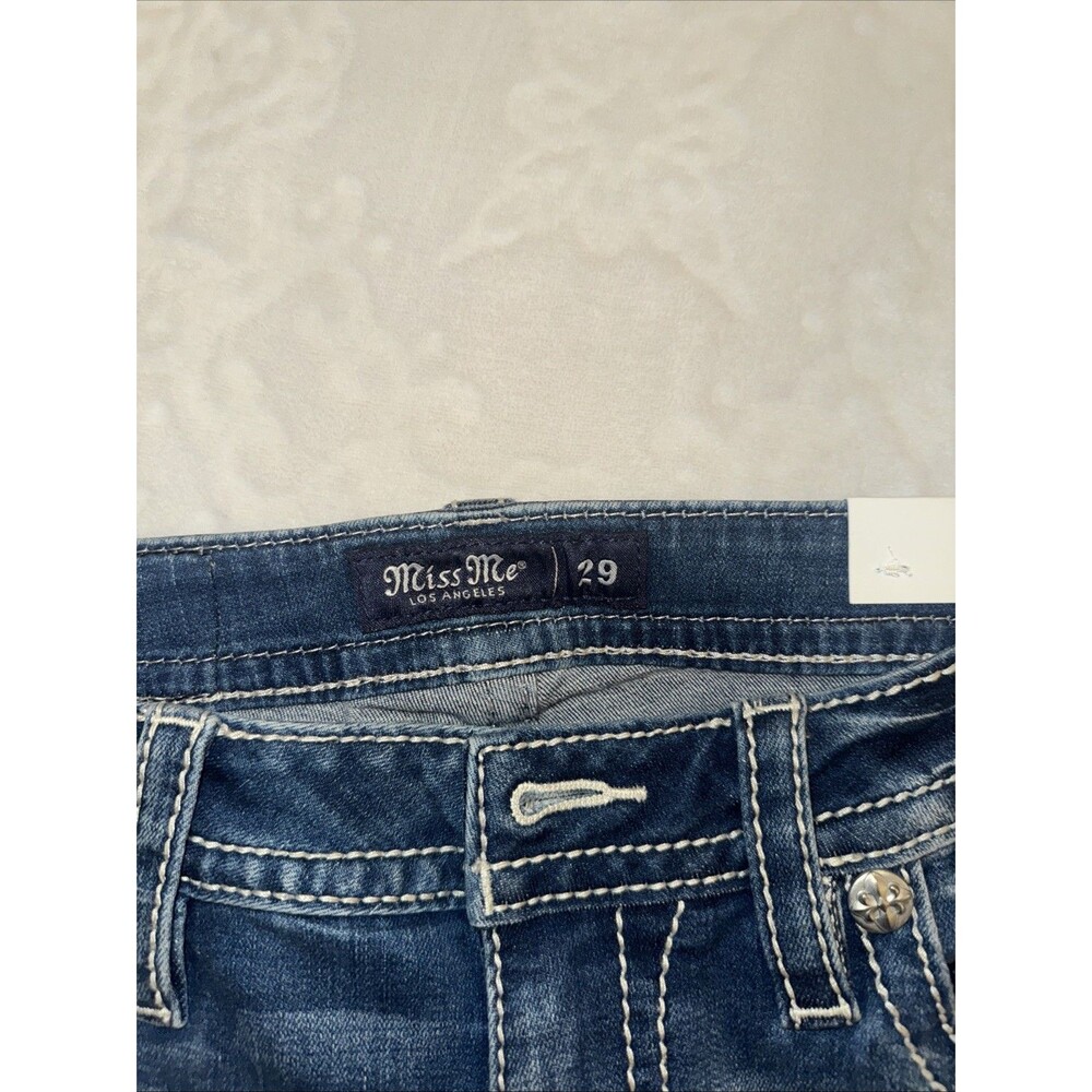 Miss Me Jeans, Slim Boot Women's Size 29 Blue, Denim, Gems Back Pocket, Flared - Picture 13 of 16